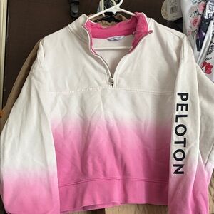 Peloton Pink and White Gradient Half-Zip Pullover